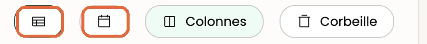 Les boutons Liste / Calendrier