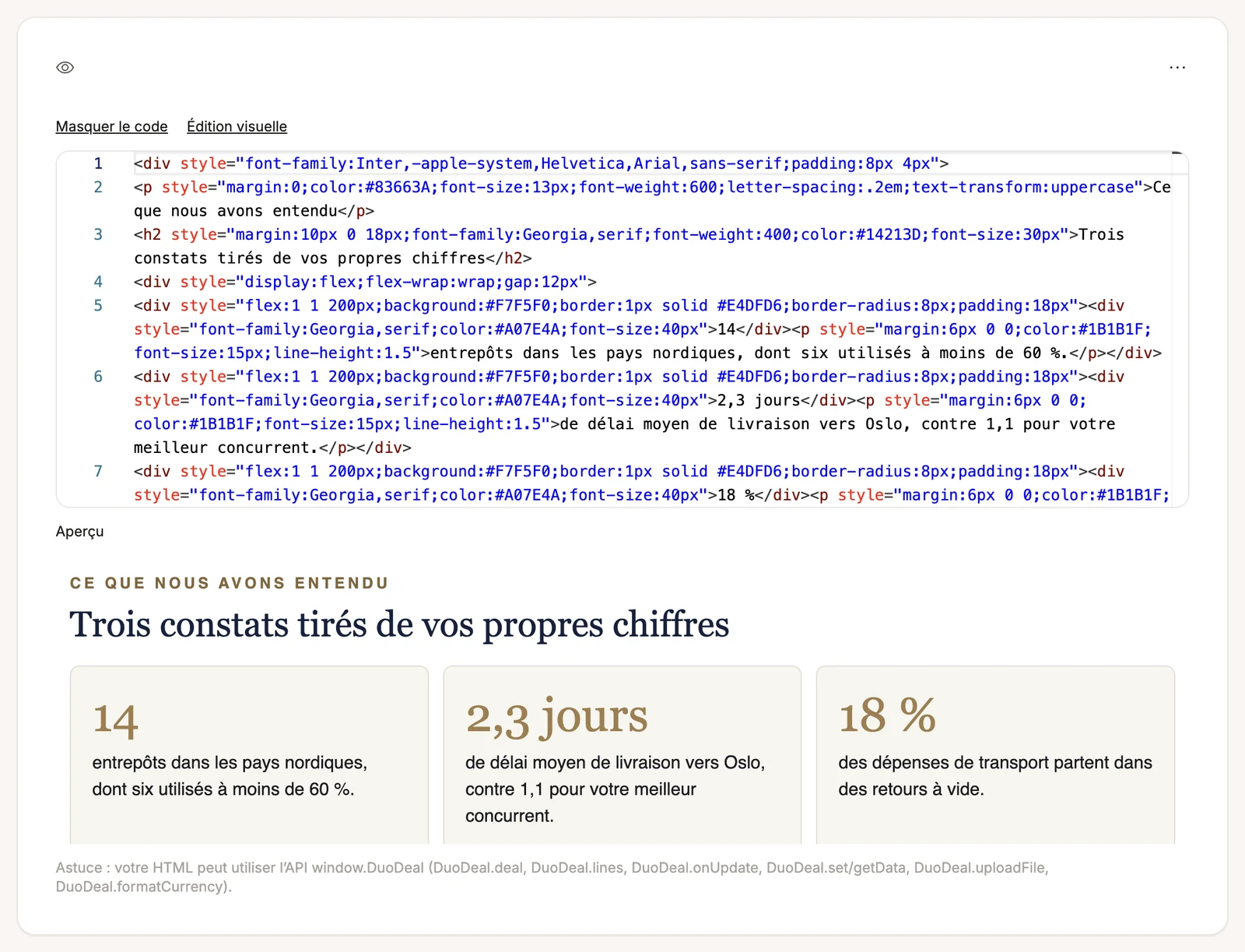 Le mode « Afficher le code »