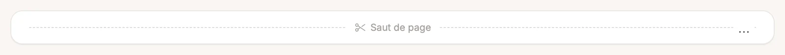 Le bloc Page break dans l'éditeur