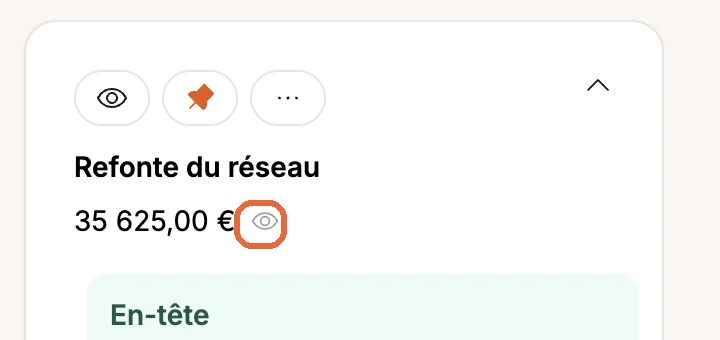 Masquer le montant d'une proposition au client