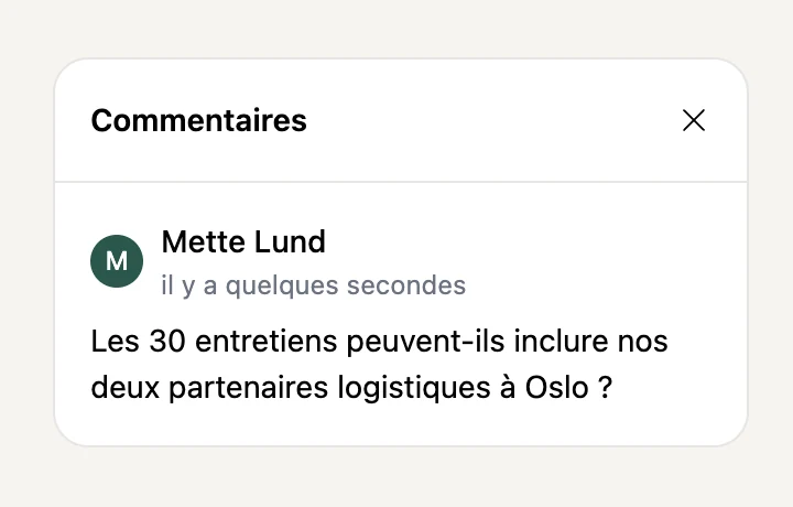 Le panneau des commentaires