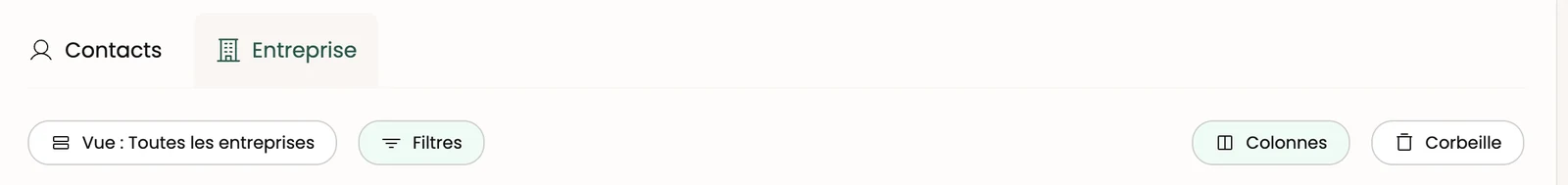 Les onglets Contacts et Company