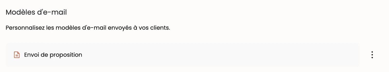 La page Email Templates
