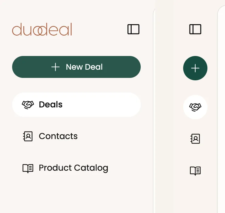 Sidebar expanded and collapsed, side by side