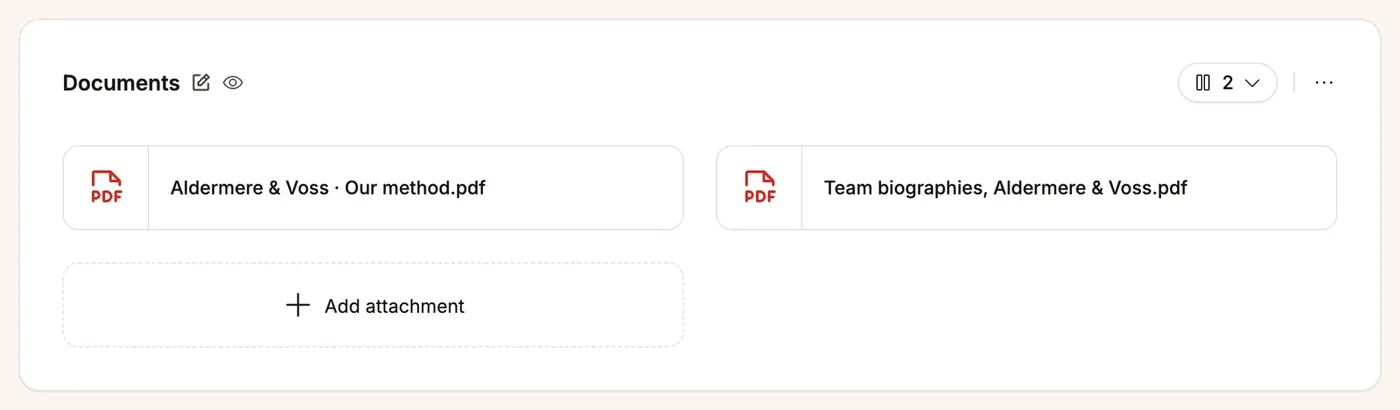 The Attachments block