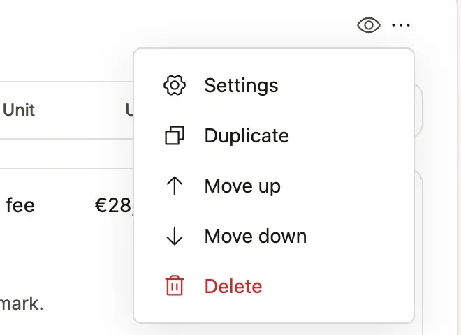 A block's ⋯ menu