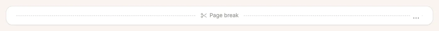 The Page break block in the editor