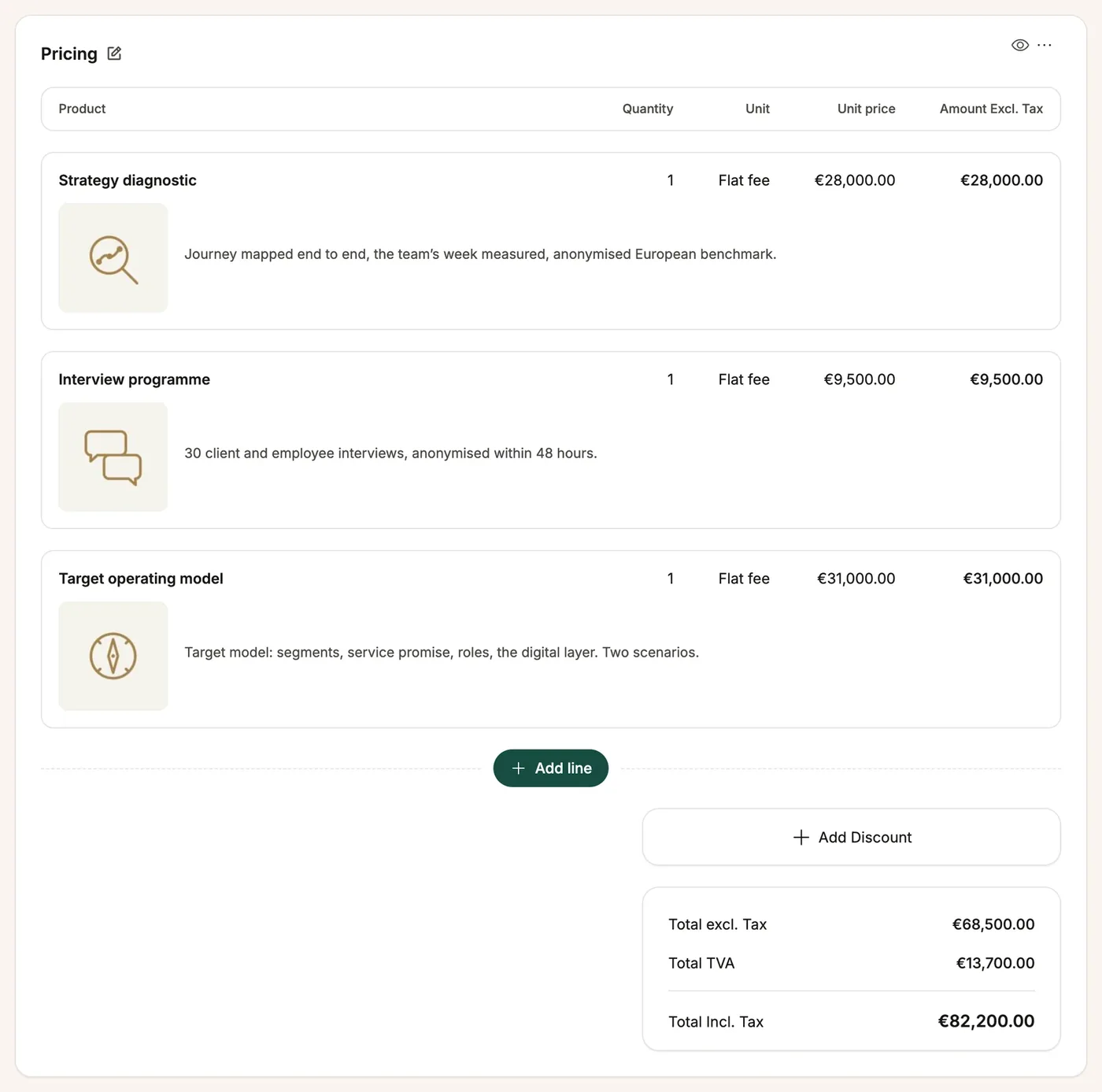 The Pricing block