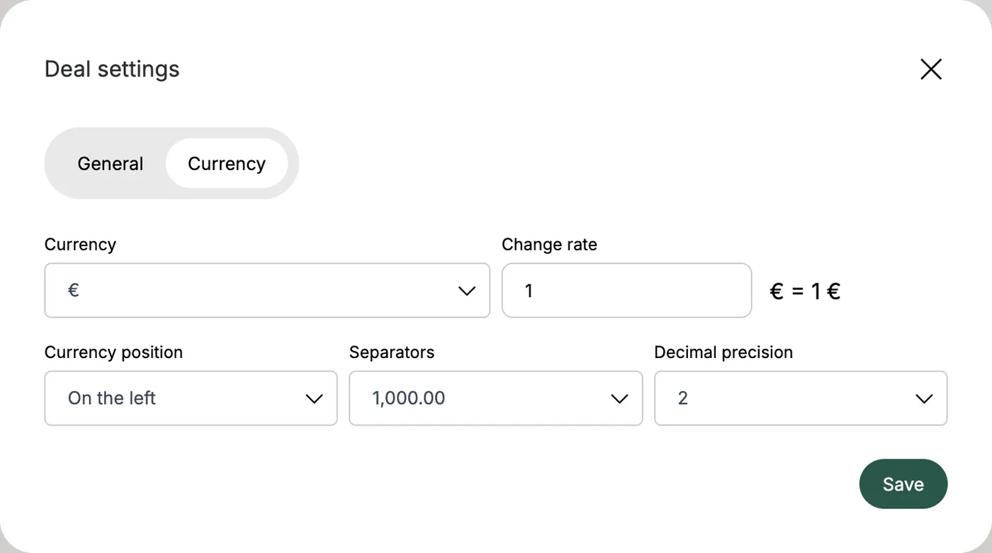 The Currency tab