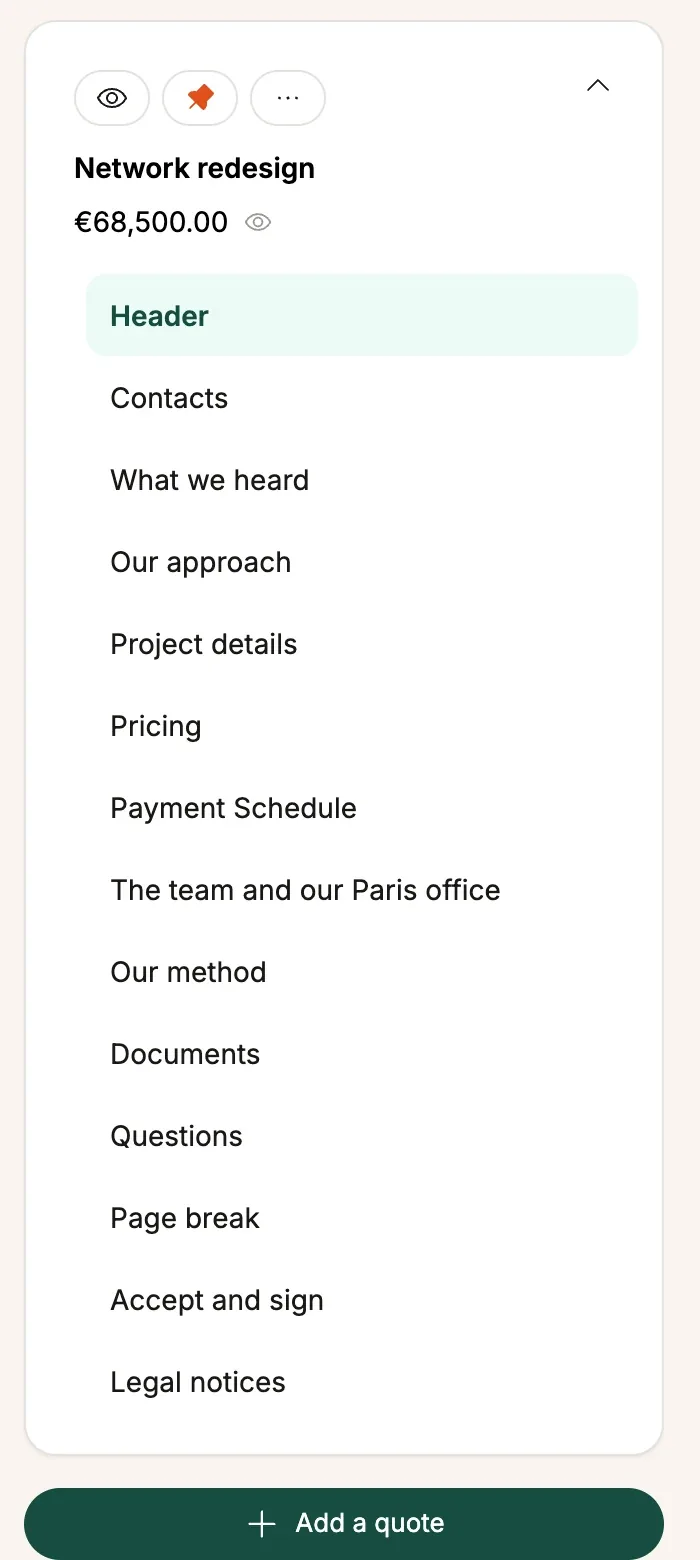 Proposal cards and the expanded outline