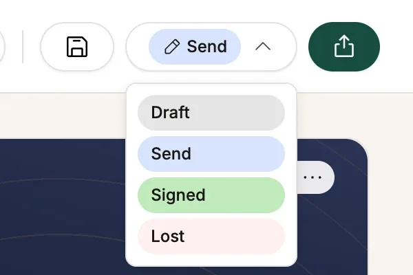 The status pill menu
