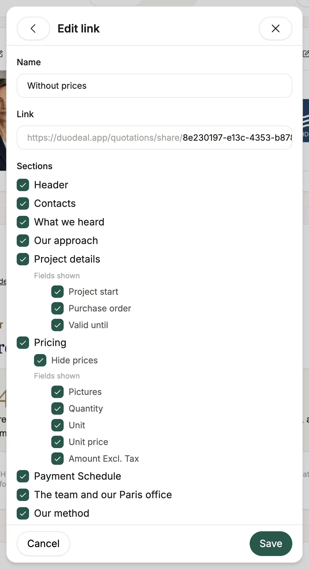 Setting up a custom link