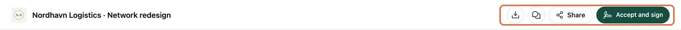 The client page's top bar