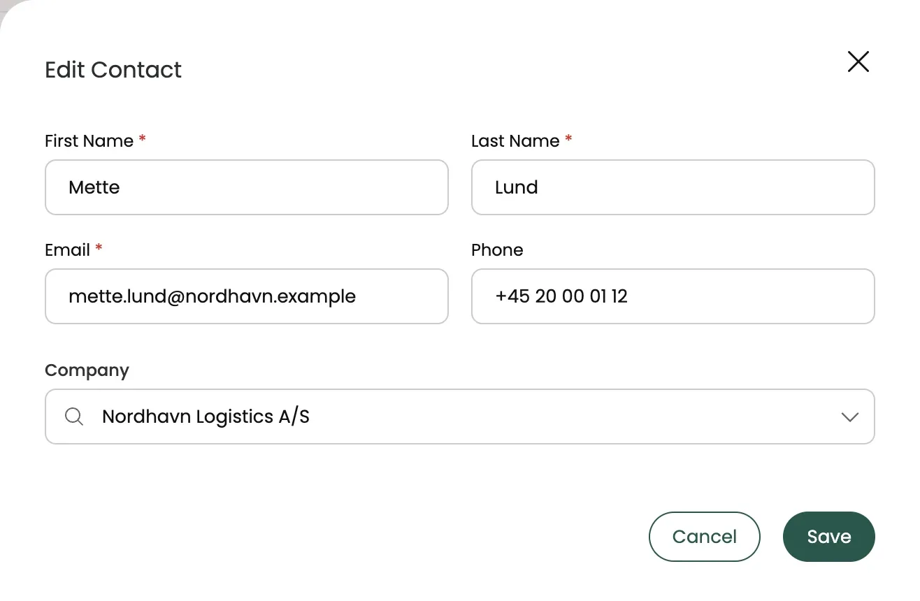 A contact's details