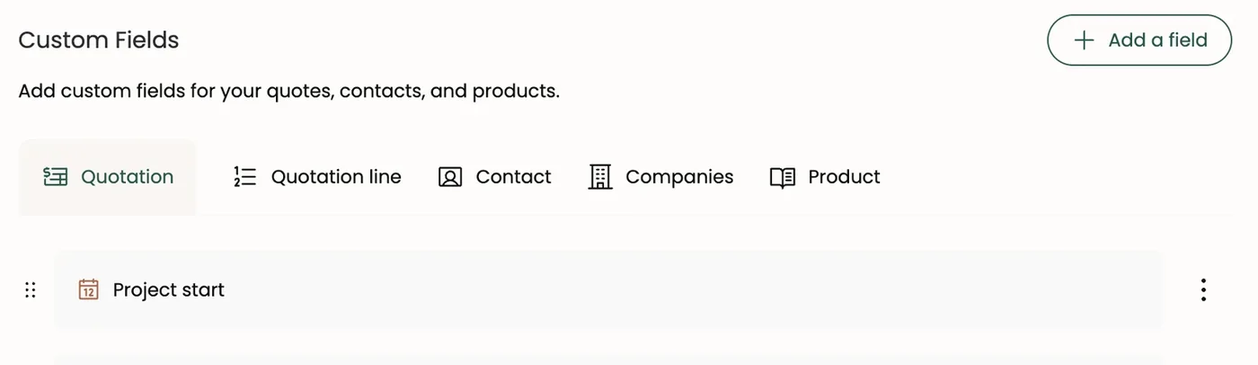 The Custom Fields page