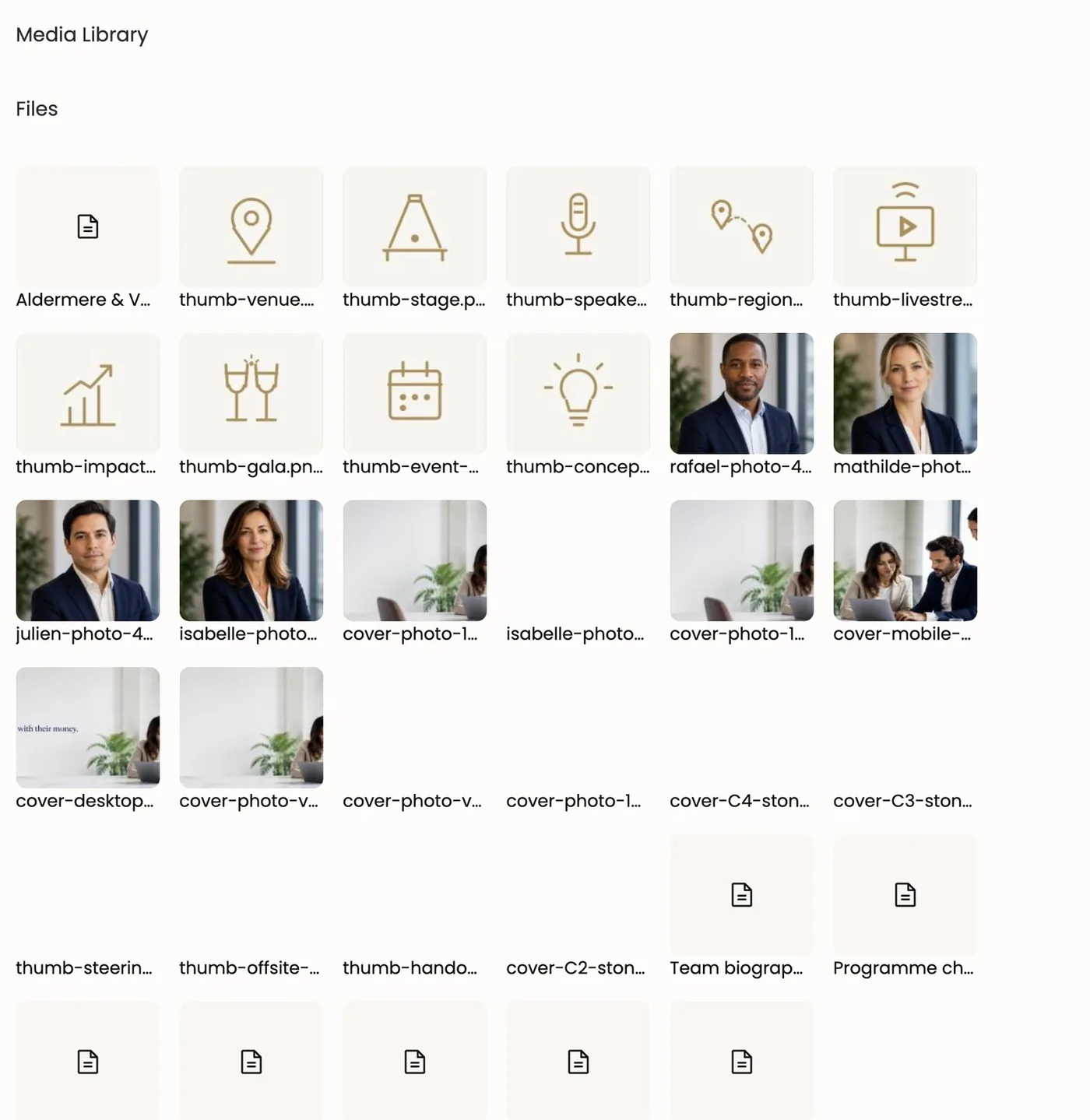 The Media Library page