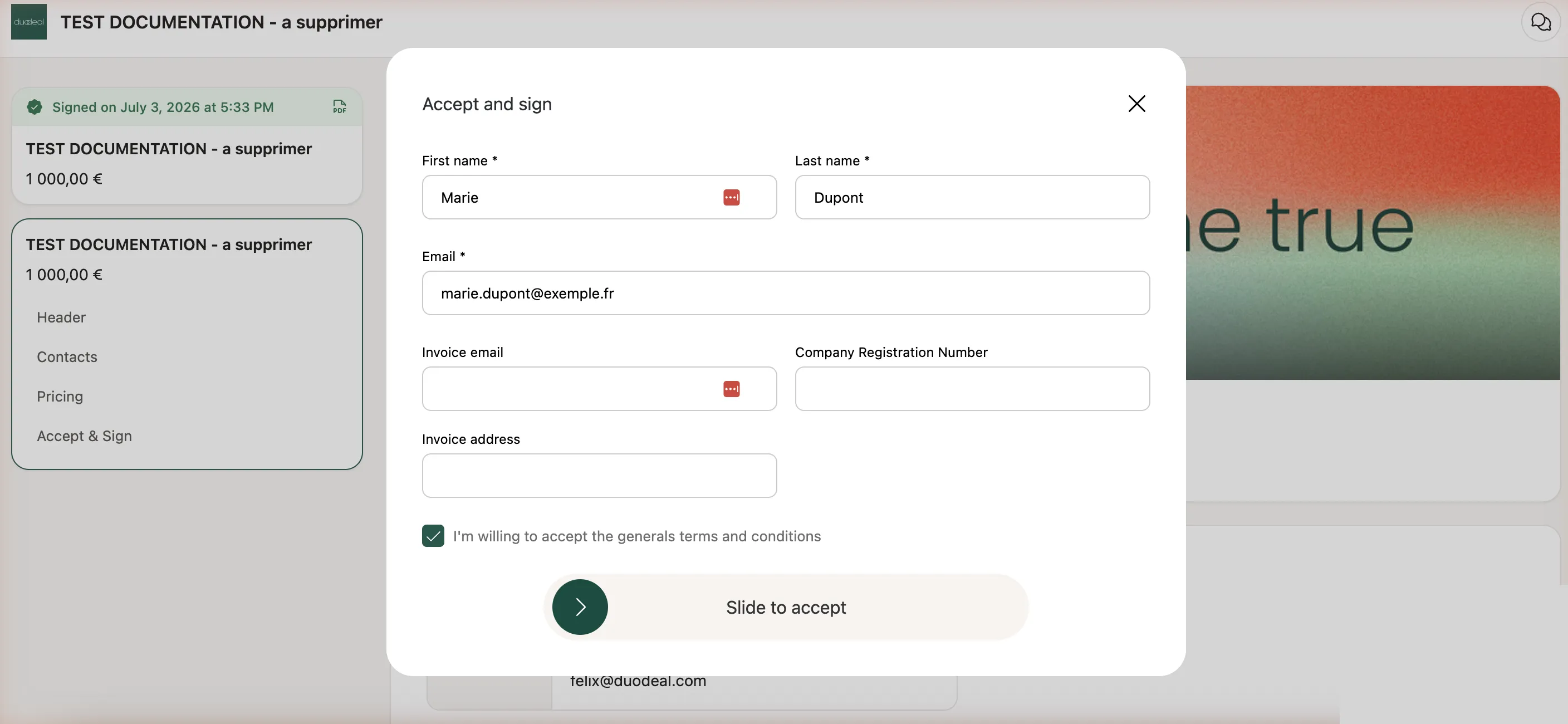 Sommaire latéral côté client