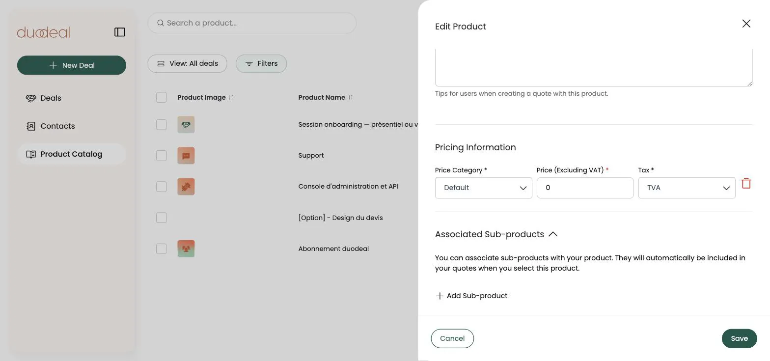 Fiche produit — Détails