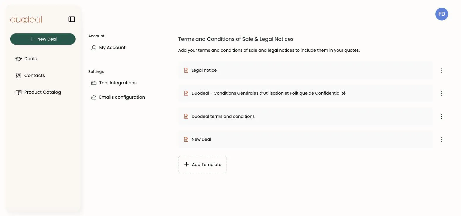Page Configuration des emails
