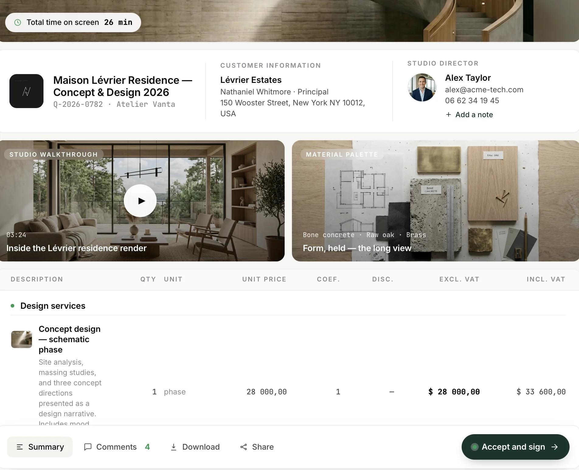 Exemple de page de proposition Duodeal à votre image — polices, couleurs et mise en page de marque, telle que le marketing voudrait que chaque commercial l'envoie